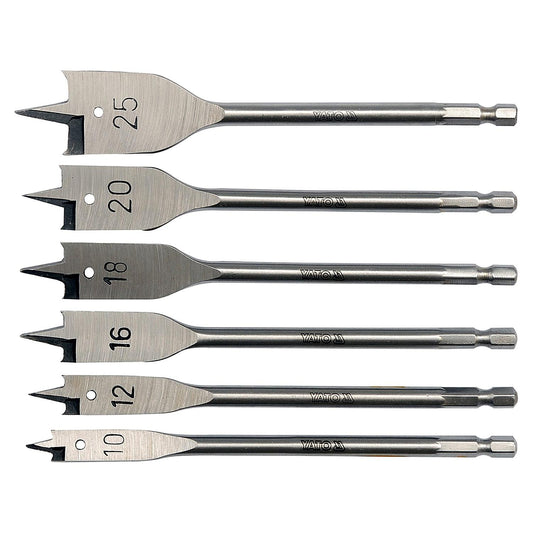 Set Brocas Planas Paleta YATO Madera 10-25mm 6pz Hex 1/4" - Herram.cl