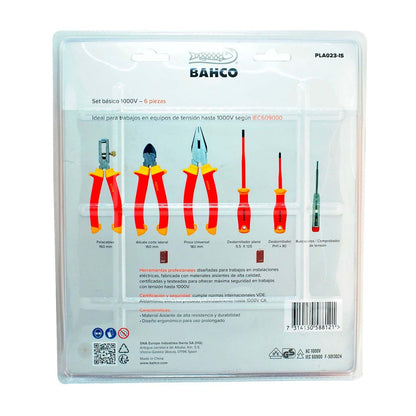Set Aislado 1000V BAHCO PLA023-IS 6 Pzs Electricista VDE - Herram.cl