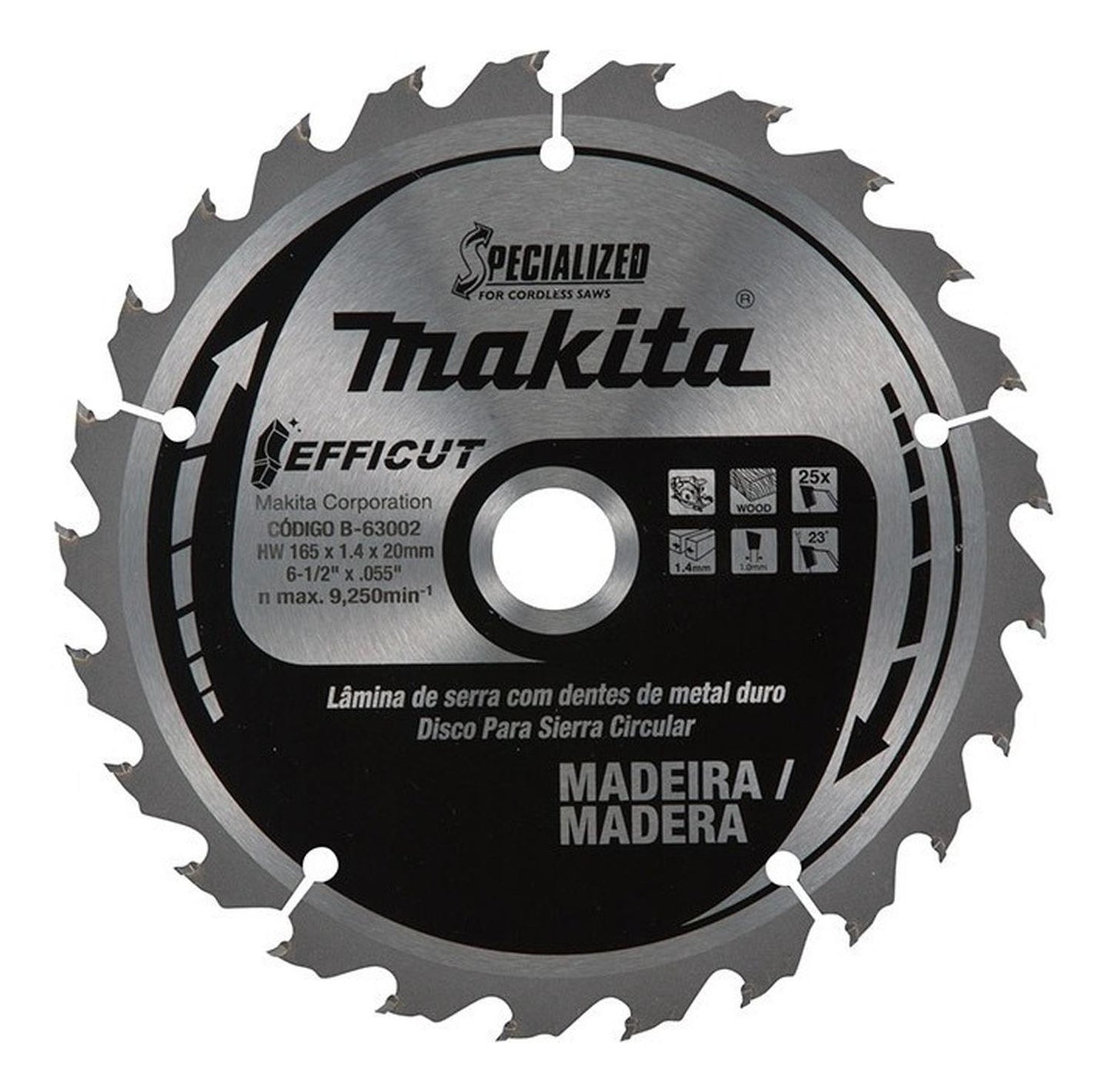 Disco Sierra TCT Efficut 6 - 1/2''x20mm 25 D - Makita - Herram.cl