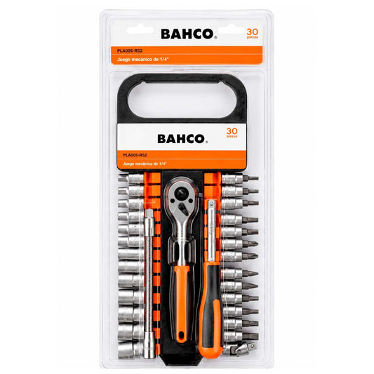 Set Dados 1/4'' 30 Pzas Carraca 72 Dientes - Bahco - Herram.cl