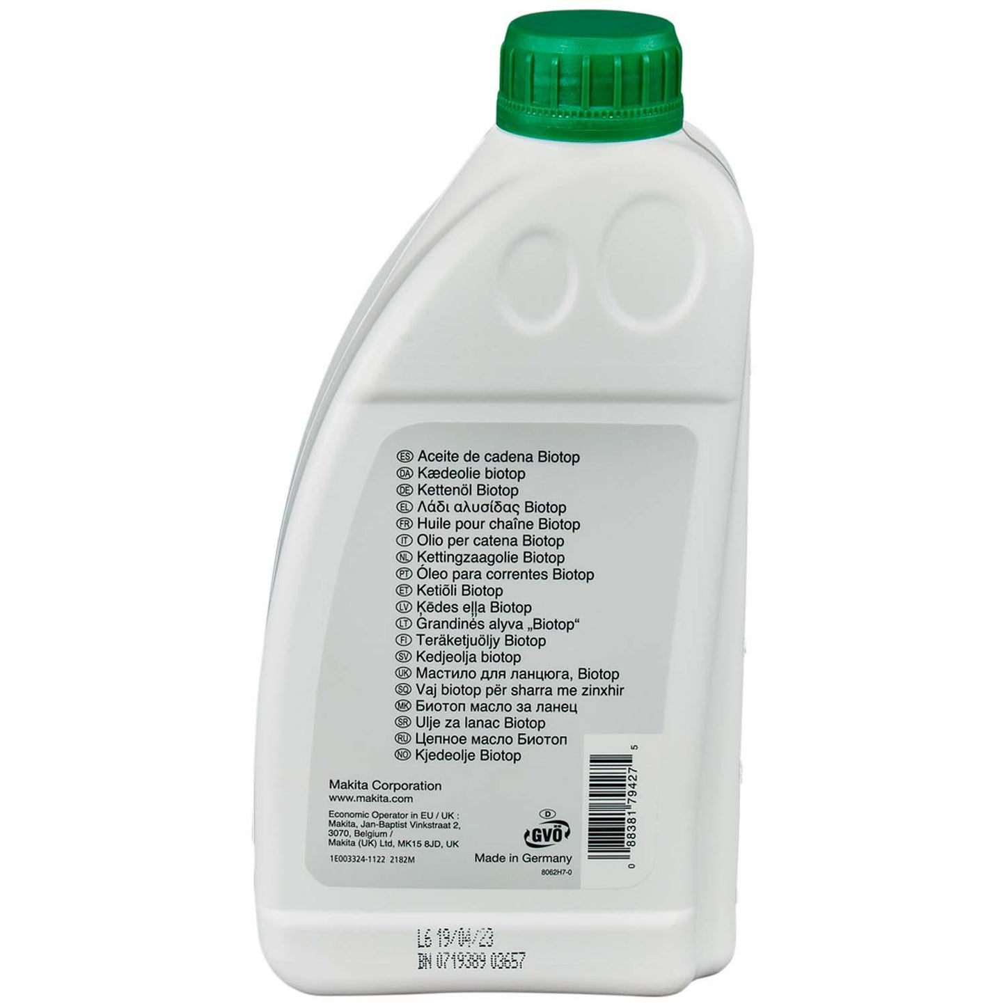Aceite Cadena Motosierra Biotop (biodegradable) 1 L - Makita - Herram.cl