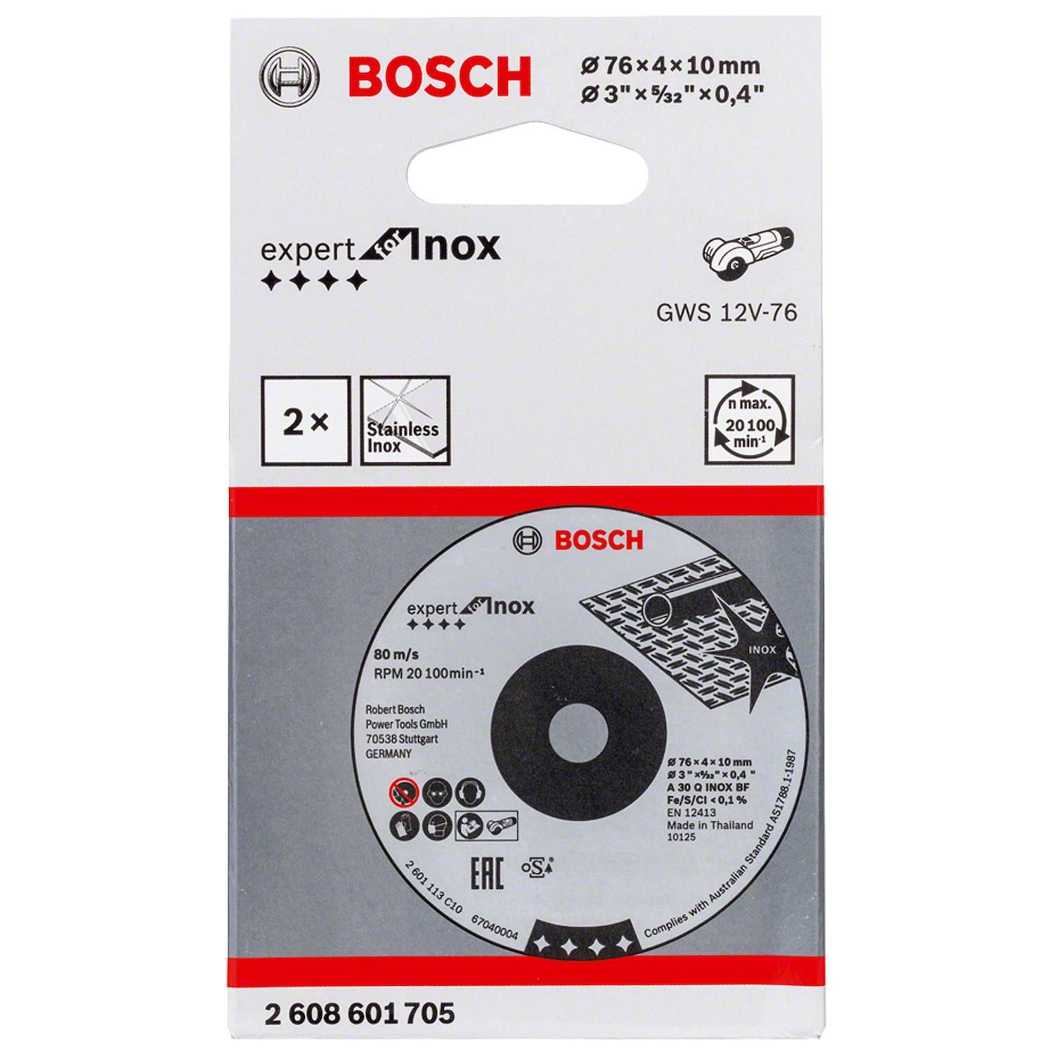 Pack 2 Discos Desb. Expert For Inox (3'') 76x4x10mm - Bosch - Herram.cl