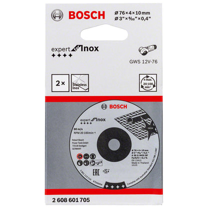 Pack 2 Discos Desb. Expert For Inox (3'') 76x4x10mm - Bosch - Herram.cl