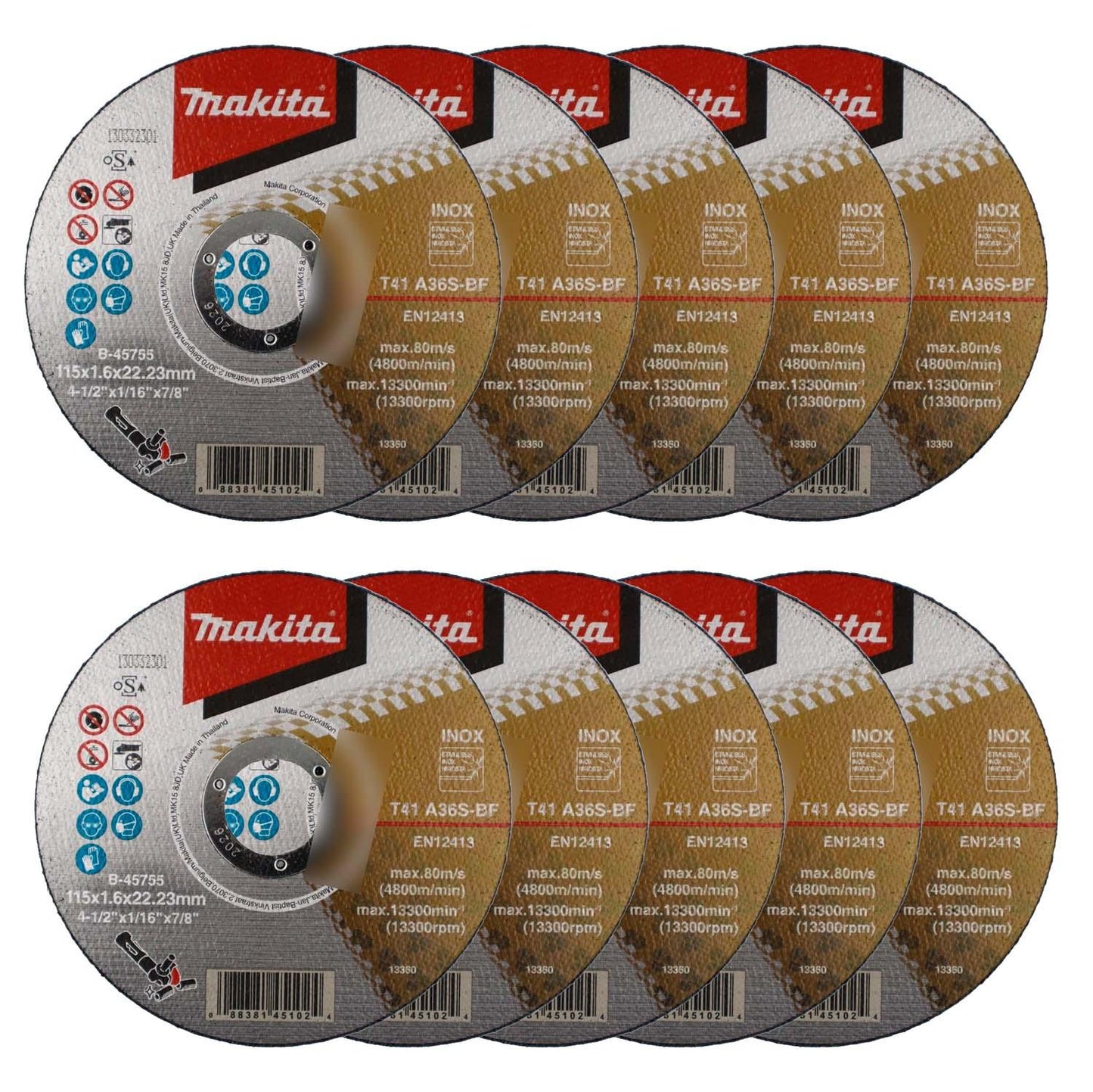Pack 25 Discos De Corte Inox 4 1/2'' Recto 1.6mm - Makita - Herram.cl