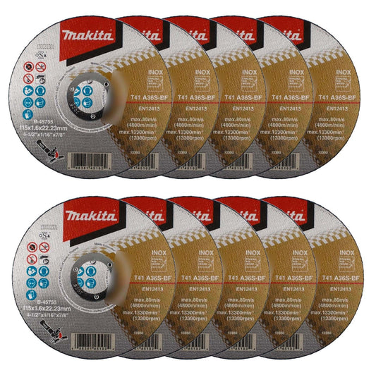 Pack 25 Discos De Corte Inox 4 1/2'' Recto 1.6mm - Makita - Herram.cl
