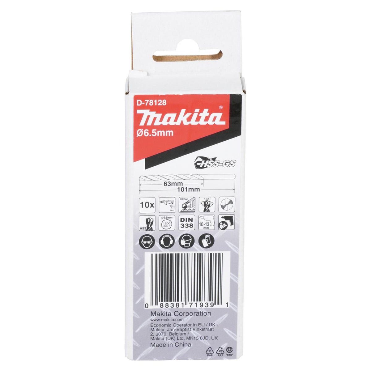 Pack Broca Para Metal HSS-GS 6.5x101mm 10 Pzas - Makita - Herram.cl