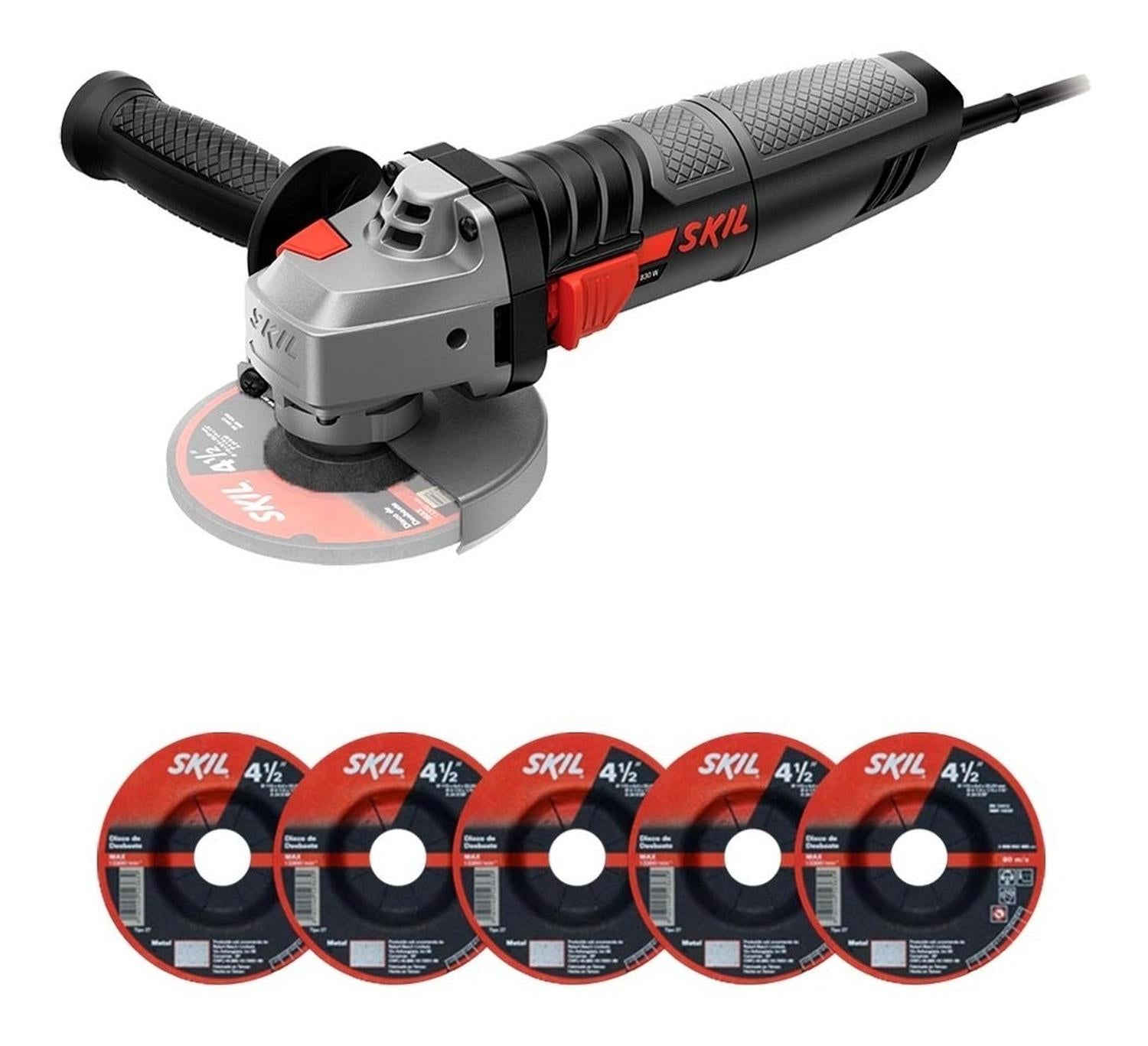 Esmeril Angular Skil De 4 1/2' 9004 Con 830W + 5 Discos - Herram.cl