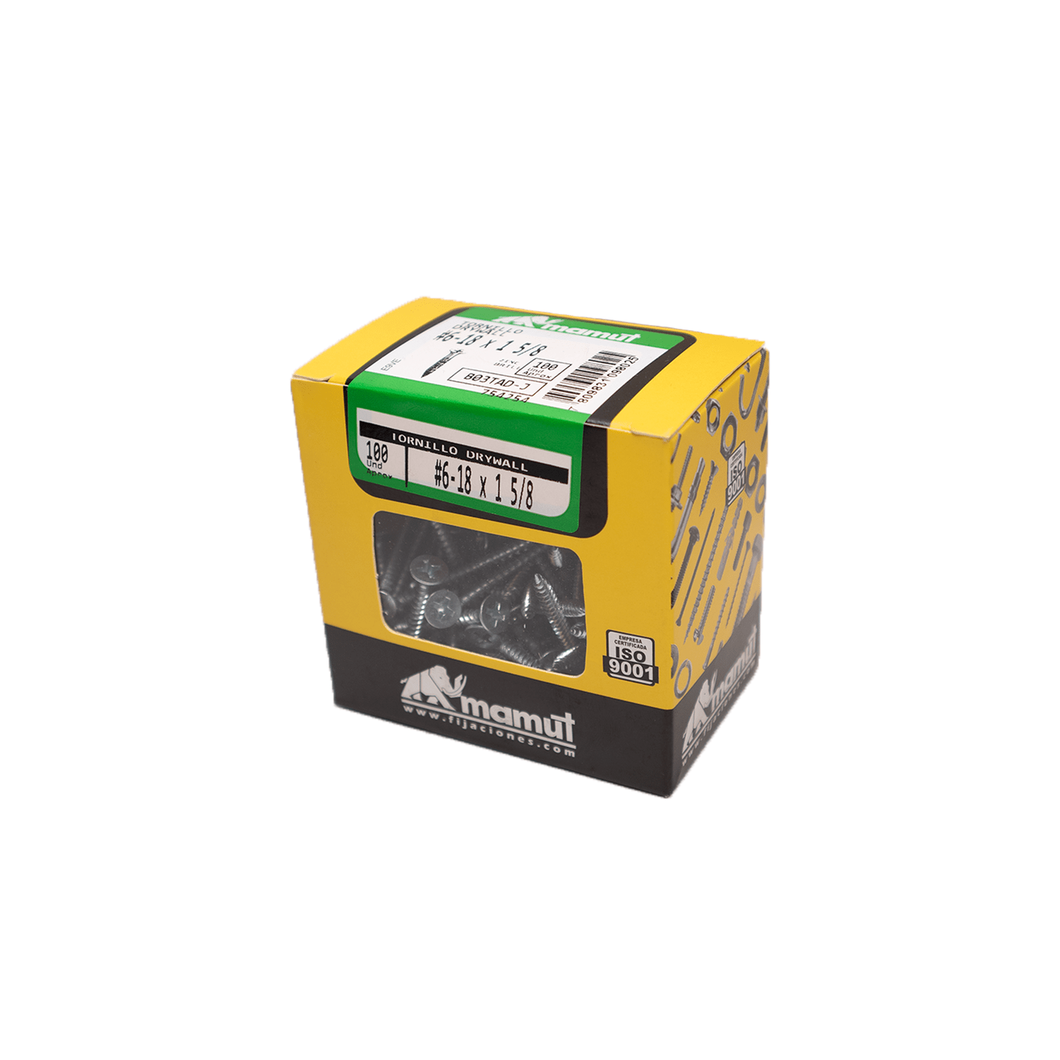 Tornillo Dry Rosca Met Zn  6 - 18 X 1 5/8''(100 U) - Mamut - Herram.cl