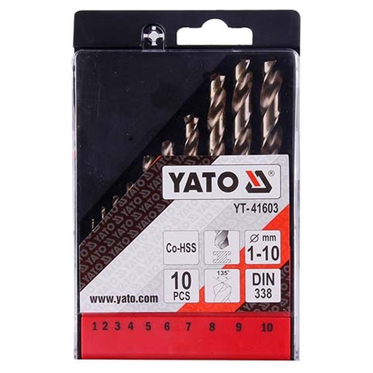 Juego 10 Brocas Metal HSS-Co Yato YT-41603 1-10mm Cobalto - Herram.cl