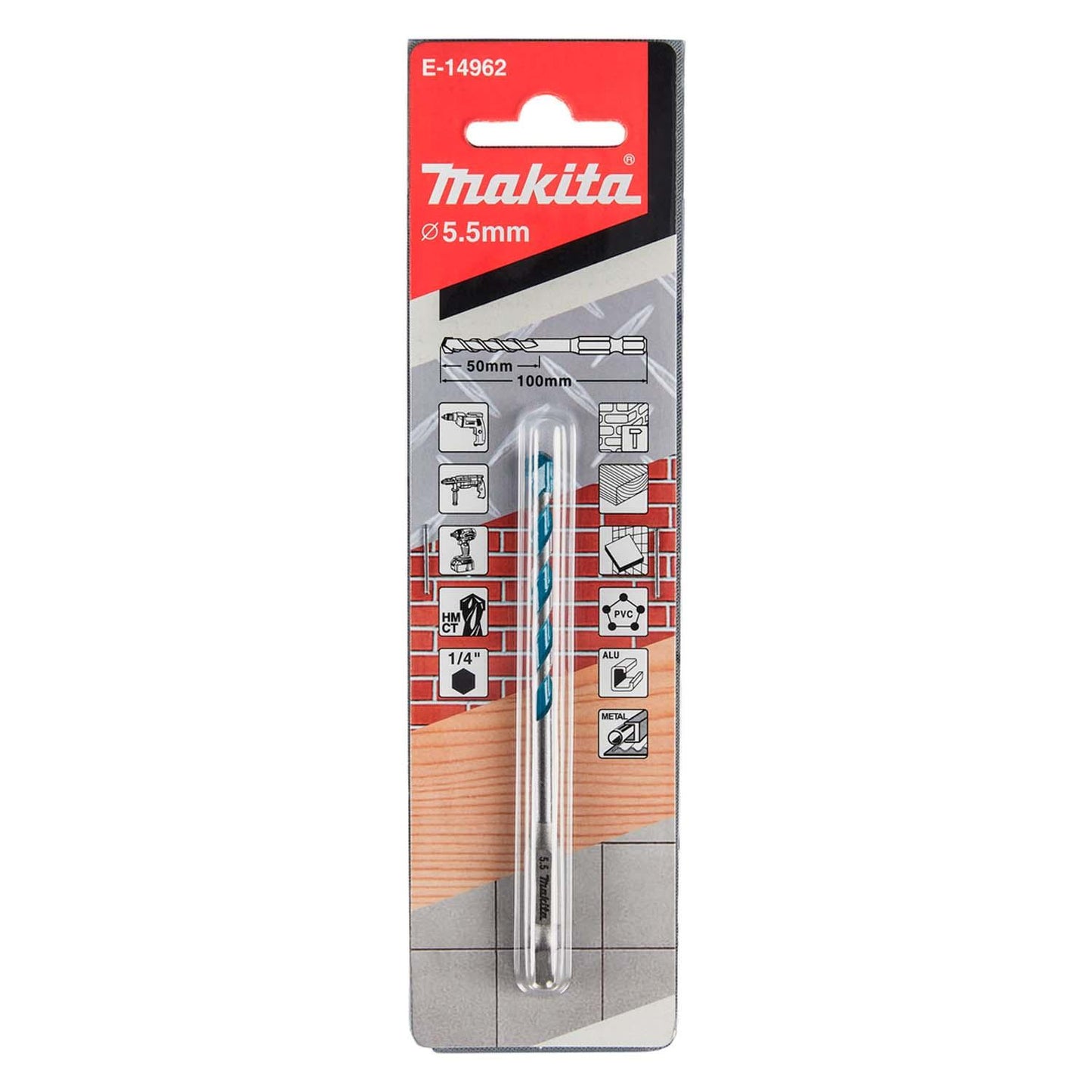 Broca Multimaterial 5.5x100mm (Toma Hex. 1/4'') - Makita - Herram.cl