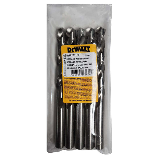 Brocas Para Metal HSS 11.5mm 5 Pzas - DeWALT - Herram.cl