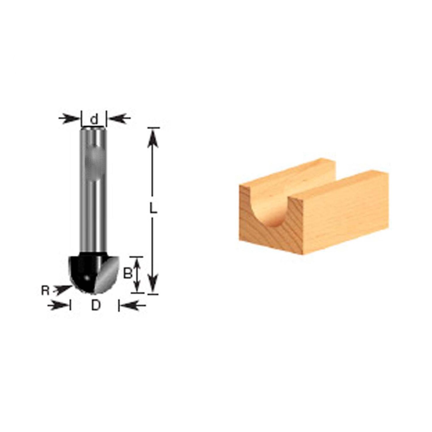 Fresa Media Caña R 5/16''x5/8''x1/2'' Toma 1/4'' - Makita - Herram.cl