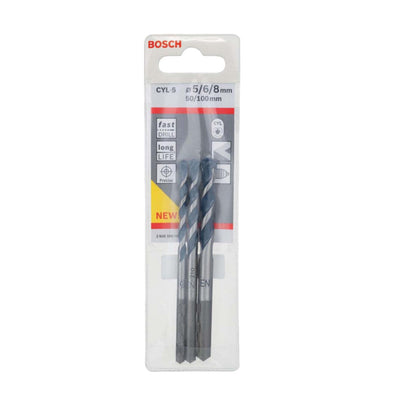 Set 3 Brocas Concreto Bosch CYL-5 Widia 5 6 y 8mm - Herram.cl