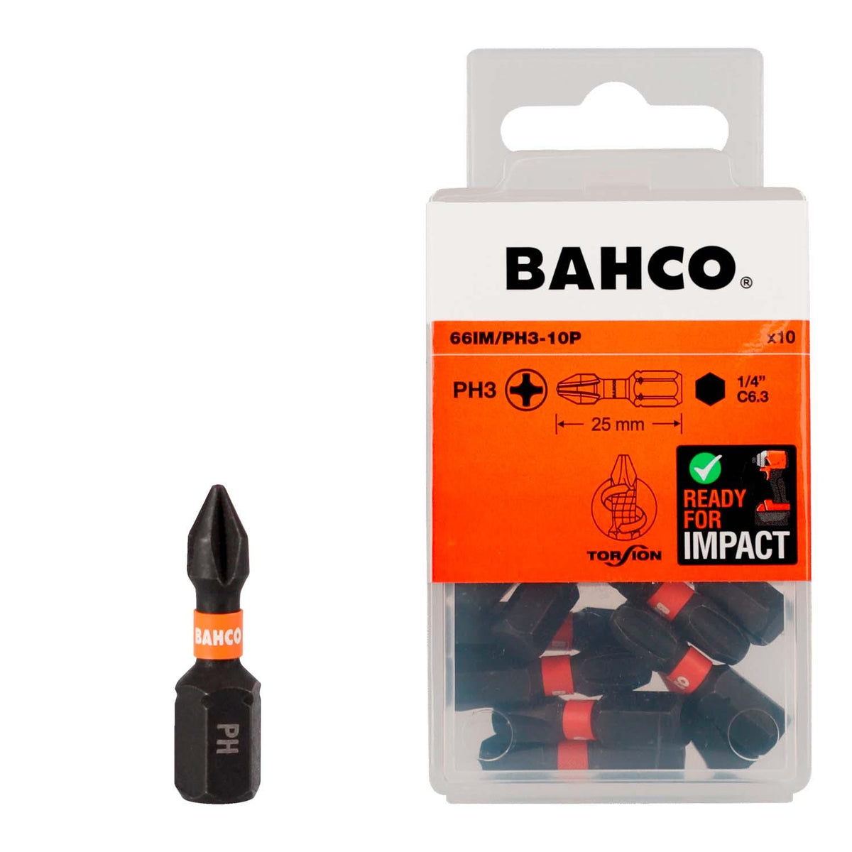 Puntas De Impacto De Torsión PH3x25mm 10 Pzas - Bahco - Herram.cl