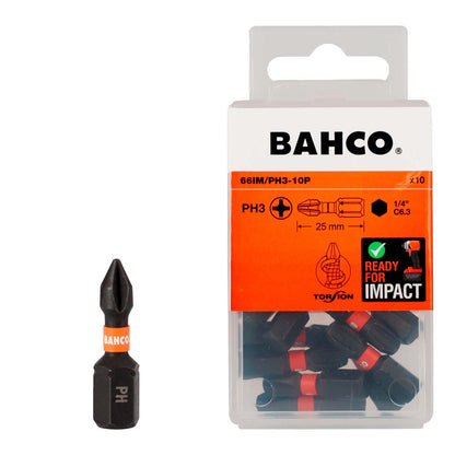 Puntas De Impacto De Torsión PH3x25mm 10 Pzas - Bahco - Herram.cl