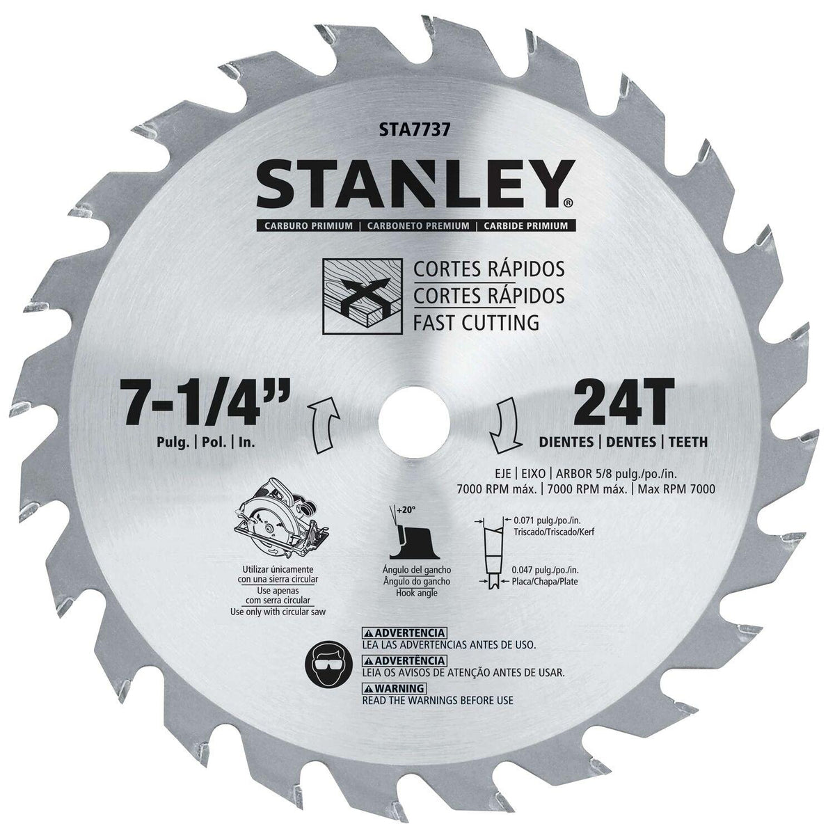 Disco Sierra Circular 7-1/4'' 24 Dientes STA7737 - Stanley - Herram.cl