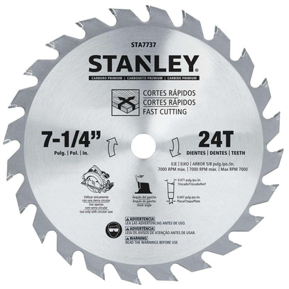 Disco Sierra Circular 7-1/4'' 24 Dientes STA7737 - Stanley - Herram.cl