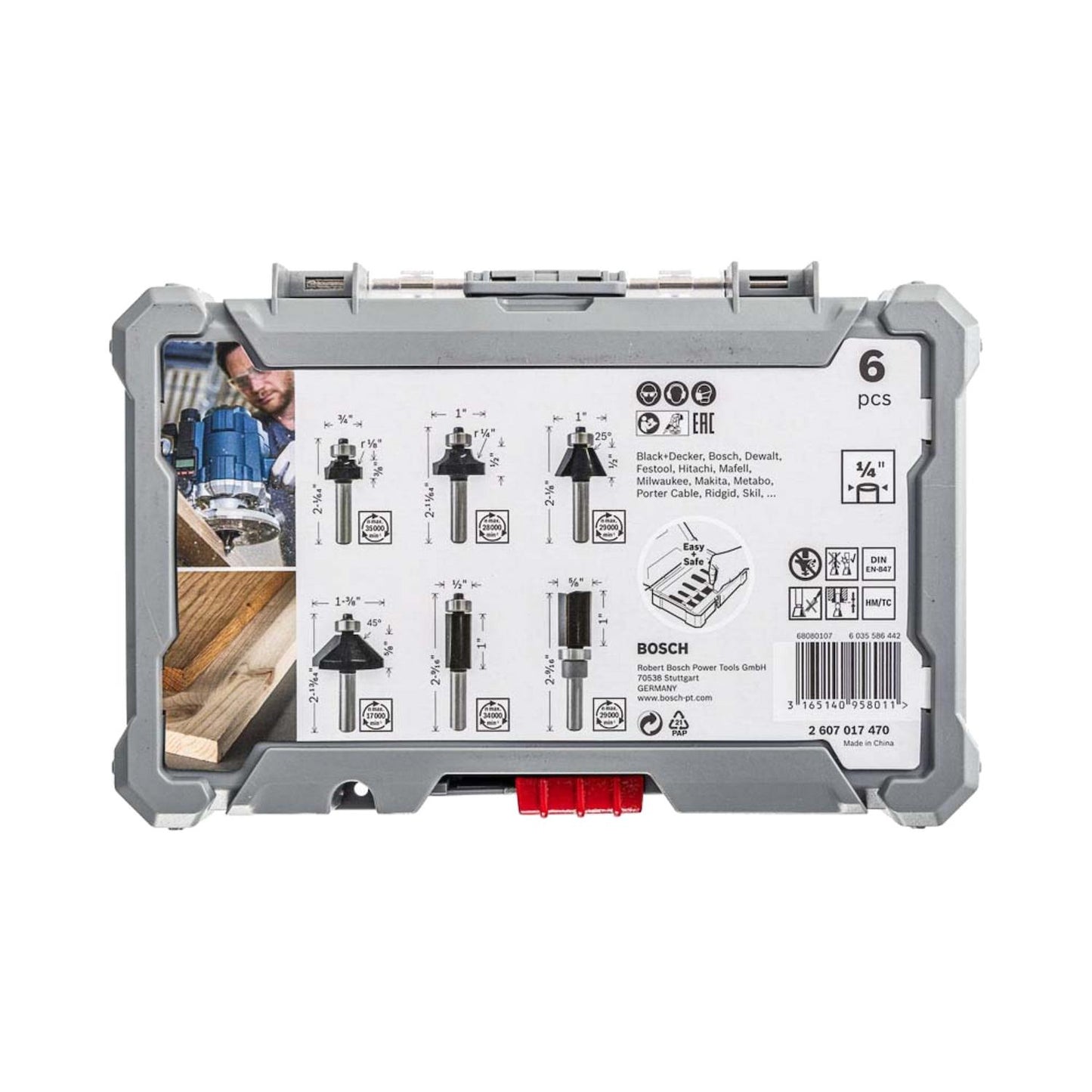 Set de fresas de Con rodamientos 1/4'' 6 Pzas - Bosch - Herram.cl