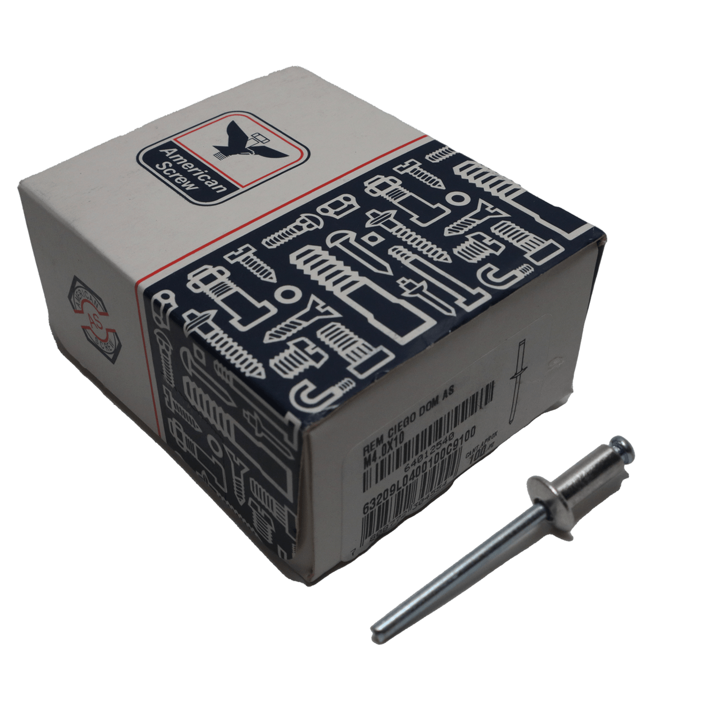 Remache Ciego Dom As M4.0x10 - 100uds. American ScreW - Herram.cl