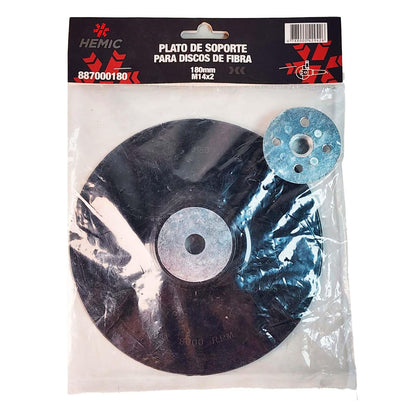 Plato Soporte HEMIC 180mm 7'' M14 p/Discos de Fibra - Herram.cl