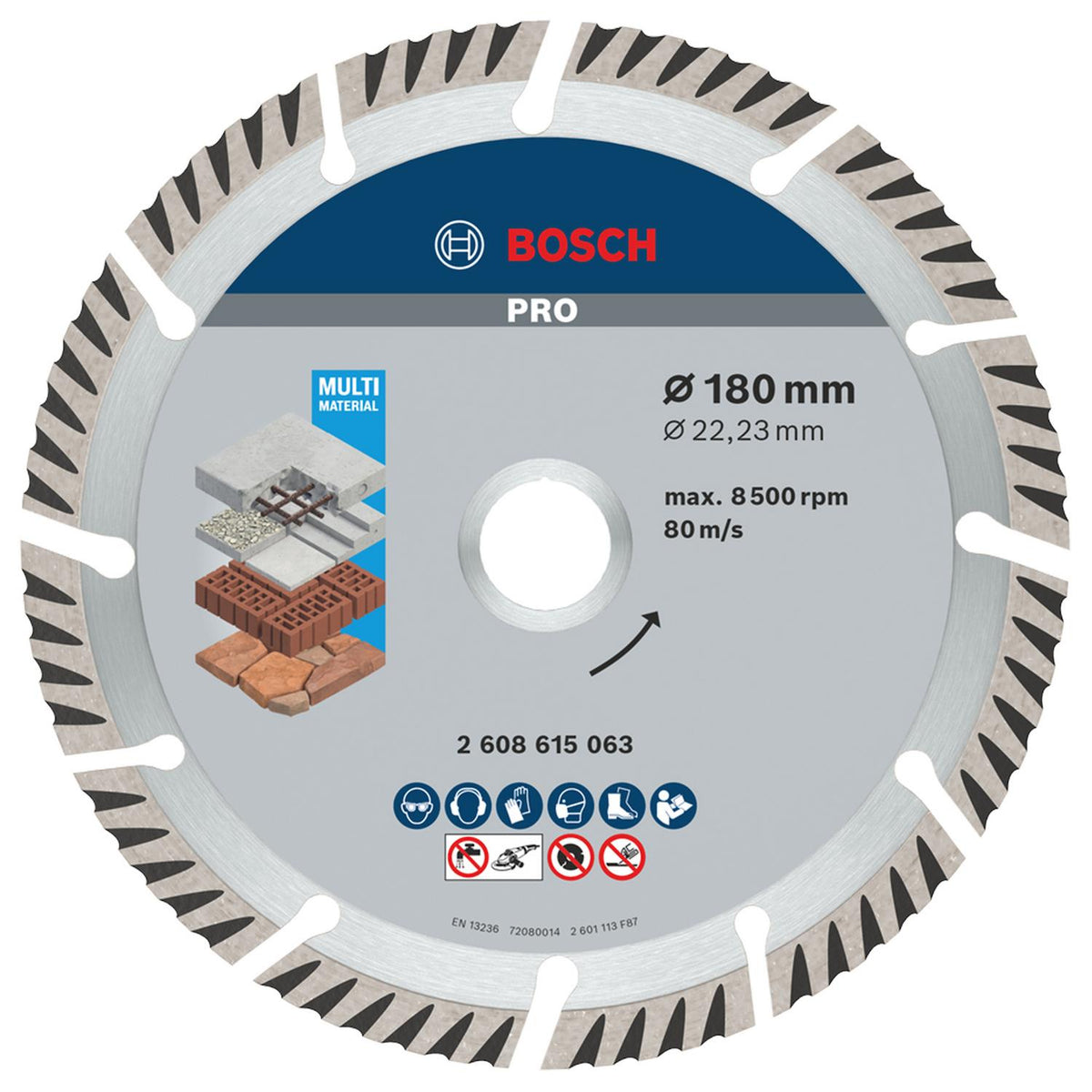 Disco Diamante PRO Multi Material 180mm Amoladora - Bosch - Herram.cl