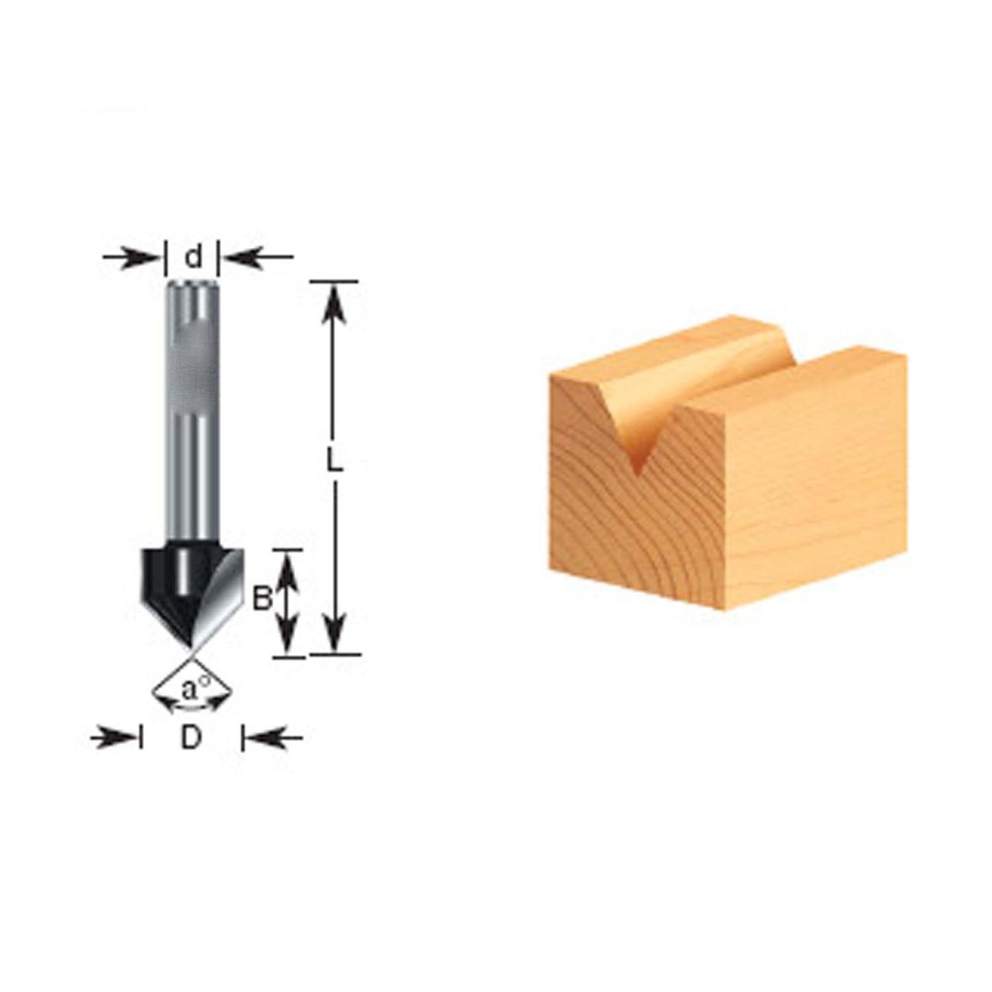 Fresa Ranurar En V 90°x3/4''x5/8'' Toma 1/4'' - Makita - Herram.cl
