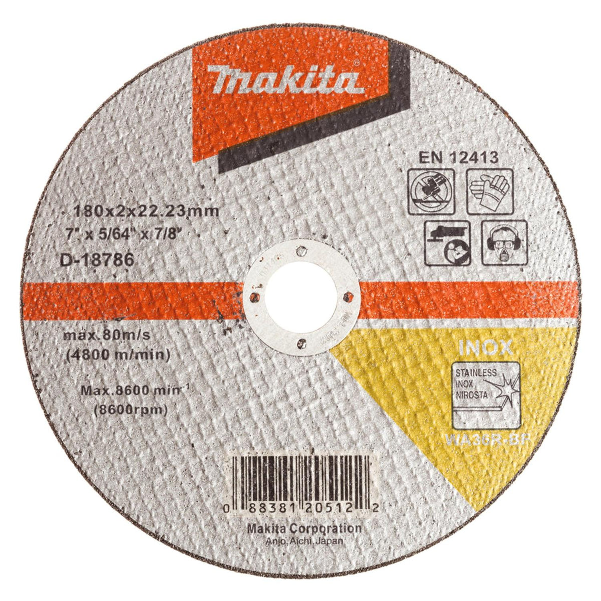 Disco de Corte Inox 7''x2mm WA36R-BF - Makita - Herram.cl