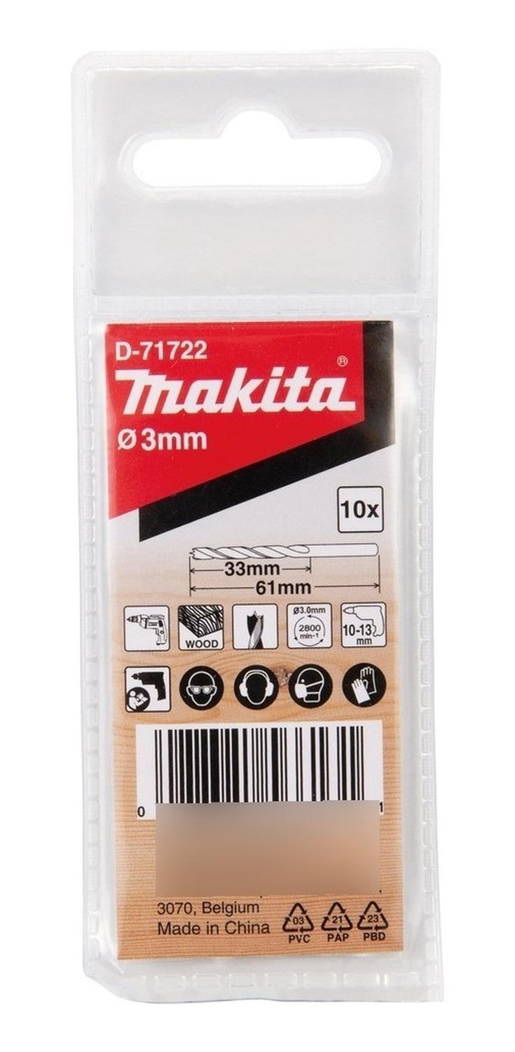 Pack 10 Brocas Para Madera 3x61mm - Makita - Herram.cl