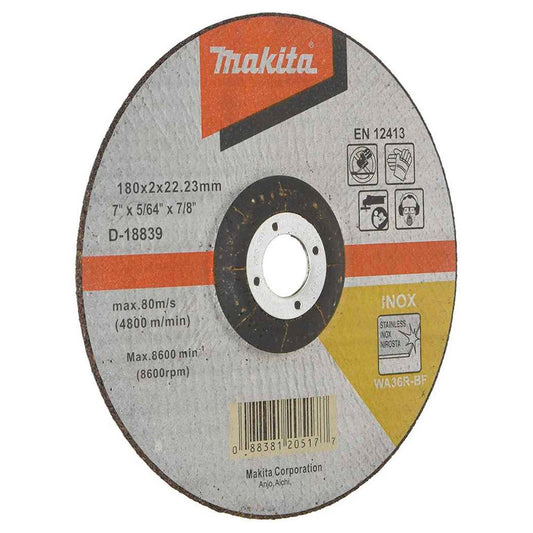 Disco Corte Acero Inox. 7''x2mm 36 Cetro Deprimido - Makita - Herram.cl
