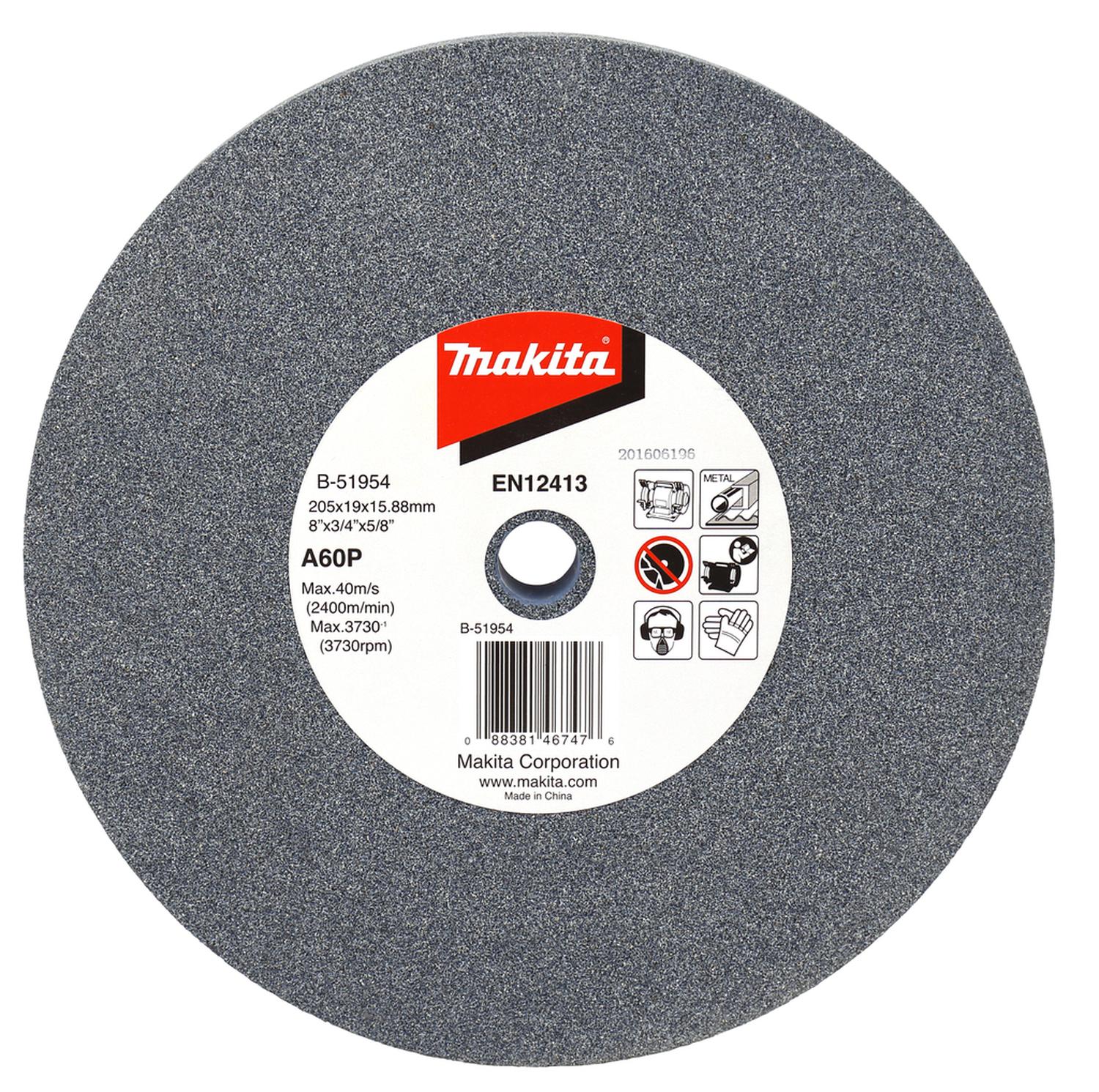 Piedra Para Esmeril de Banco 8''x3/4''x5/8'' A60P - Makita - Herram.cl