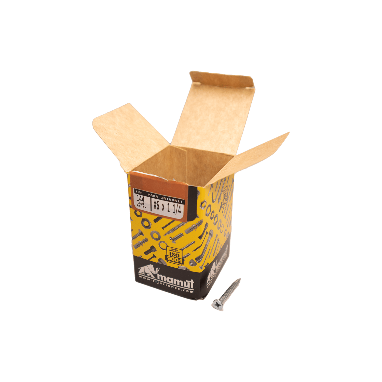 Tornillo Avell Fibro/Inter Zn  6 X 1 1/4''(144 U) - Mamut - Herram.cl