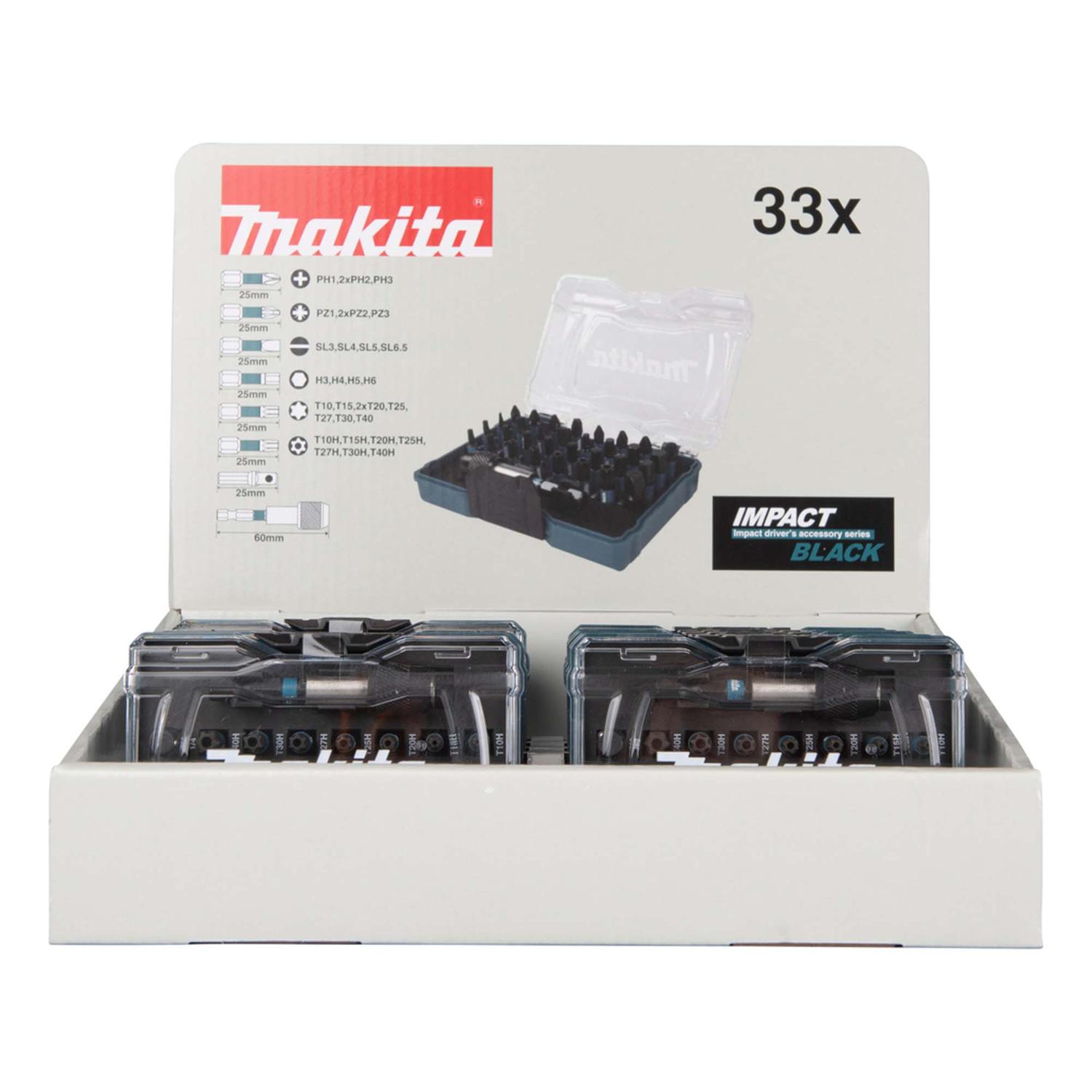Pack 10 Set de Puntas de Atornillar Impact black 33 Pzas - Makita - Herram.cl