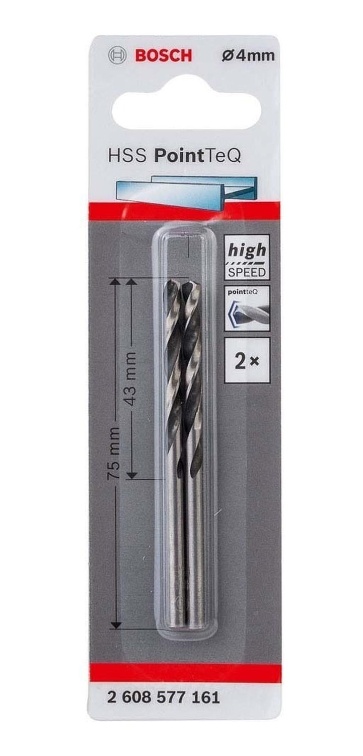Broca Metal HSS PointeQ - 4.0mm - Blister x2 Und. - Bosch - Herram.cl