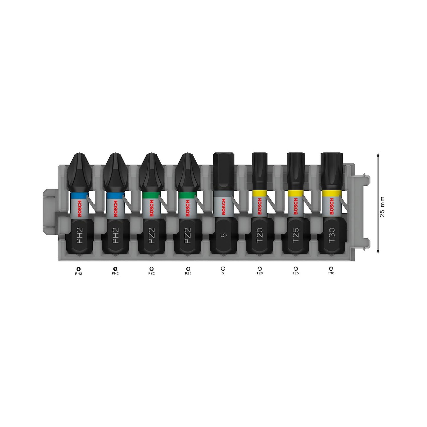 Juego de Puntas PRO Impact (PH/PZ//H/T)x25mm 8 Pzas - Bosch - Herram.cl