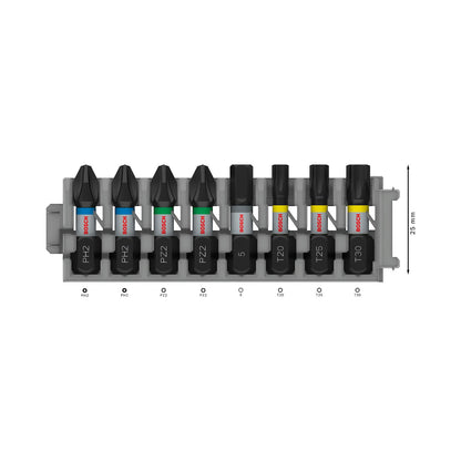 Juego de Puntas PRO Impact (PH/PZ//H/T)x25mm 8 Pzas - Bosch - Herram.cl