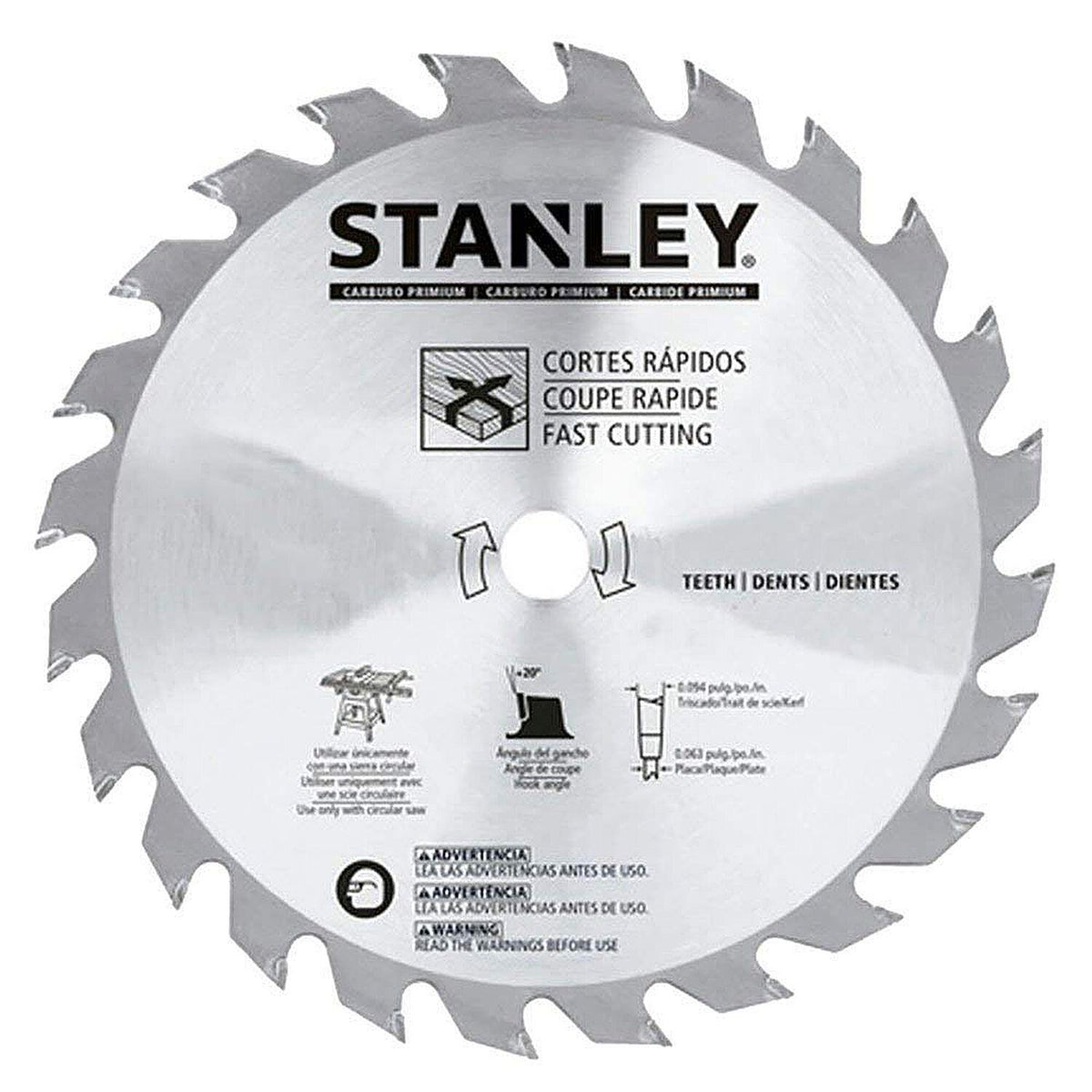 Disco Sierra Madera 7-1/4'' 40D Stanley STA7757 - Herram.cl