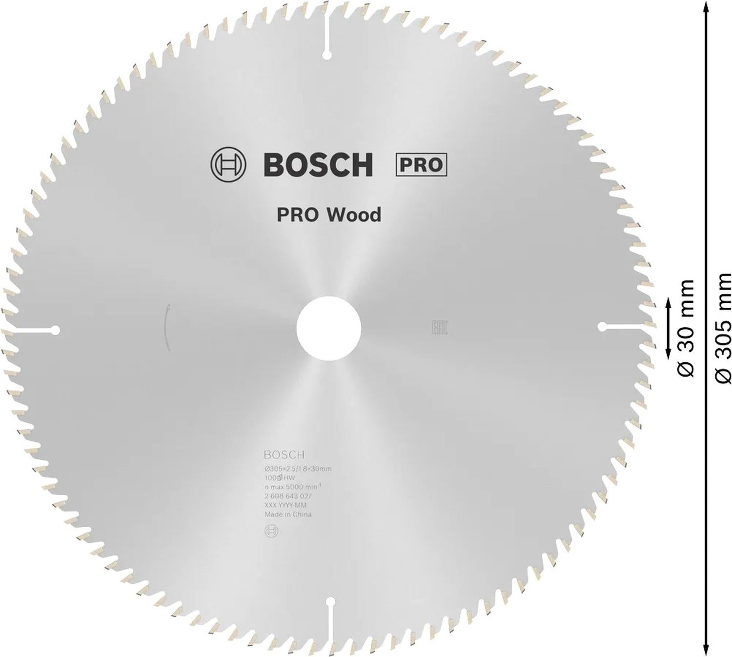 Disco De Sierra Circular PRO Wood 12''x2,5x30mm 100 D - Bosch - Herram.cl