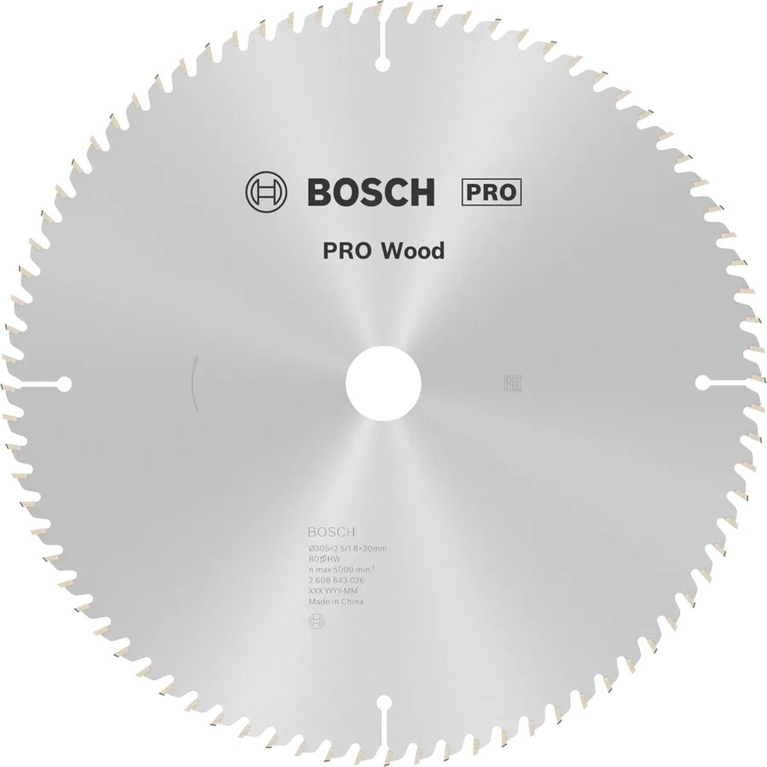 Disco De Sierra Circular PRO Wood 12''x2,5x30mm 80 D - Bosch - Herram.cl