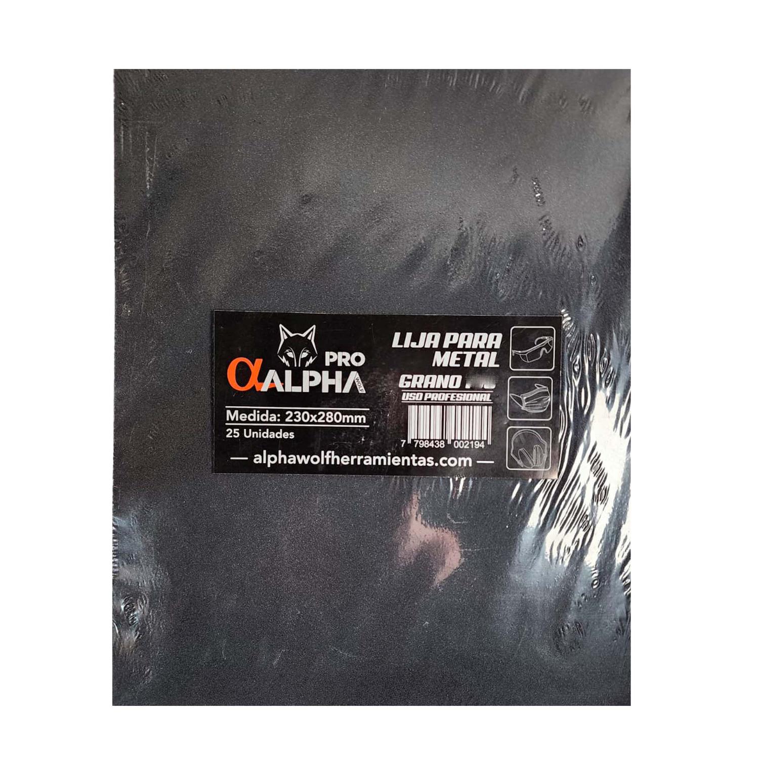 Pack 25 Pliegos de Lija Para Metal 230x280mm - Alpha Pro - Herram.cl