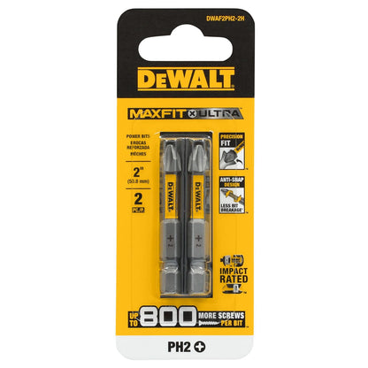 Puntas Maxfit - Ultra PH2 - 2'' (50.8mm) 2 Pzas - DeWALT - Herram.cl