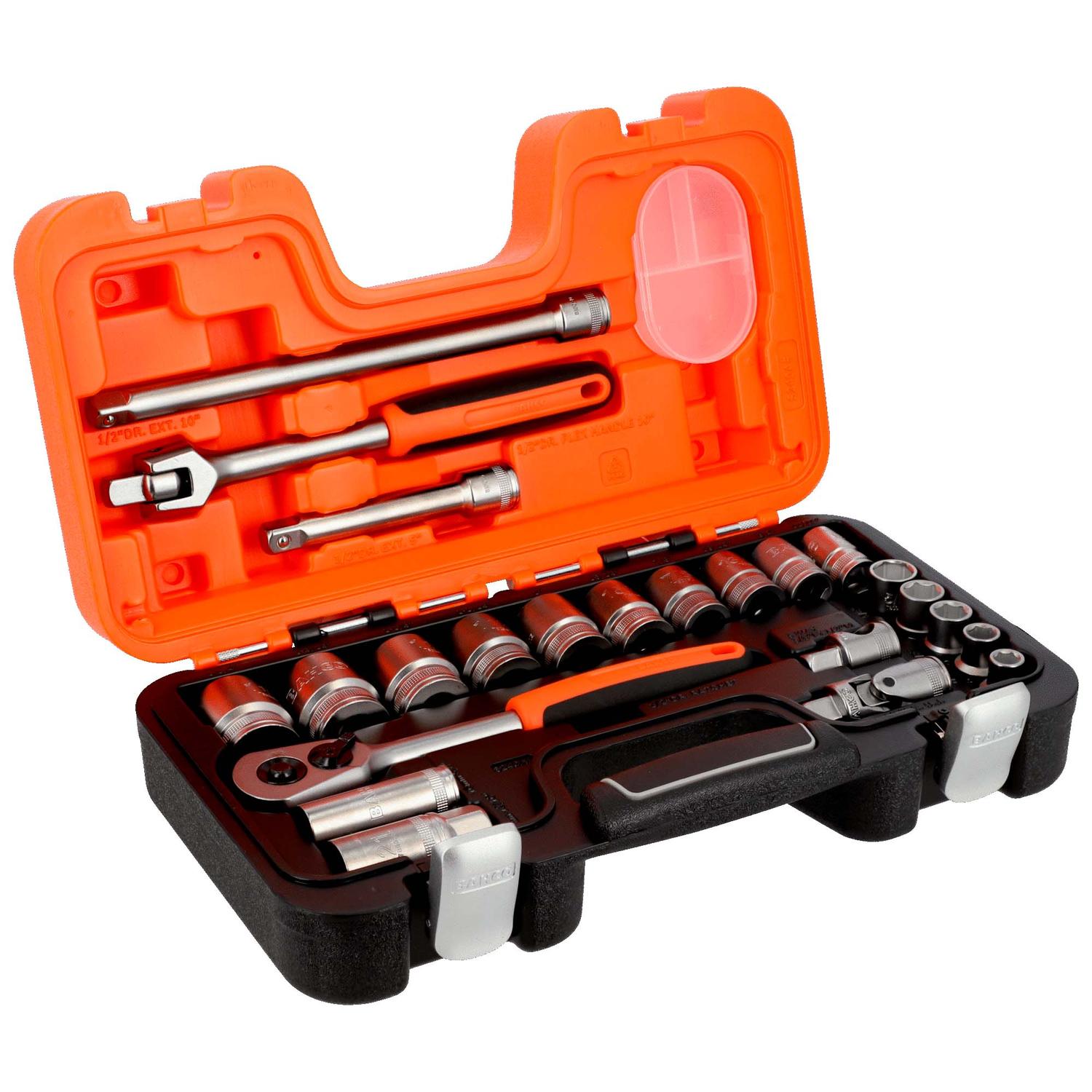 Juego de Dados + Chicharra 1/2'' (Pulgada) 23 Pzas - Bahco - Herram.cl