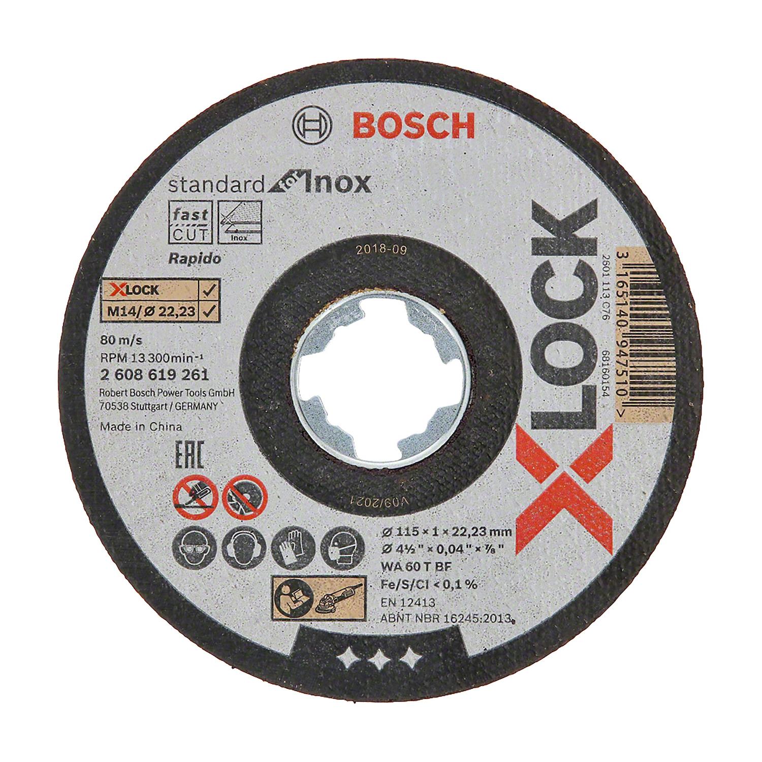 Disco de Corte X - Lock STD INox 4 - 1/2''x1mm - Bosch - Herram.cl