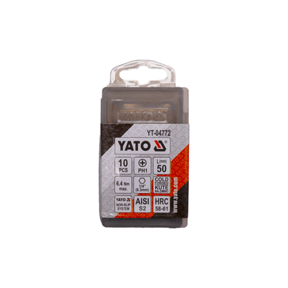 Puntas De destornillar S2 PH1x50mm 10 Pzas - Yato - Herram.cl