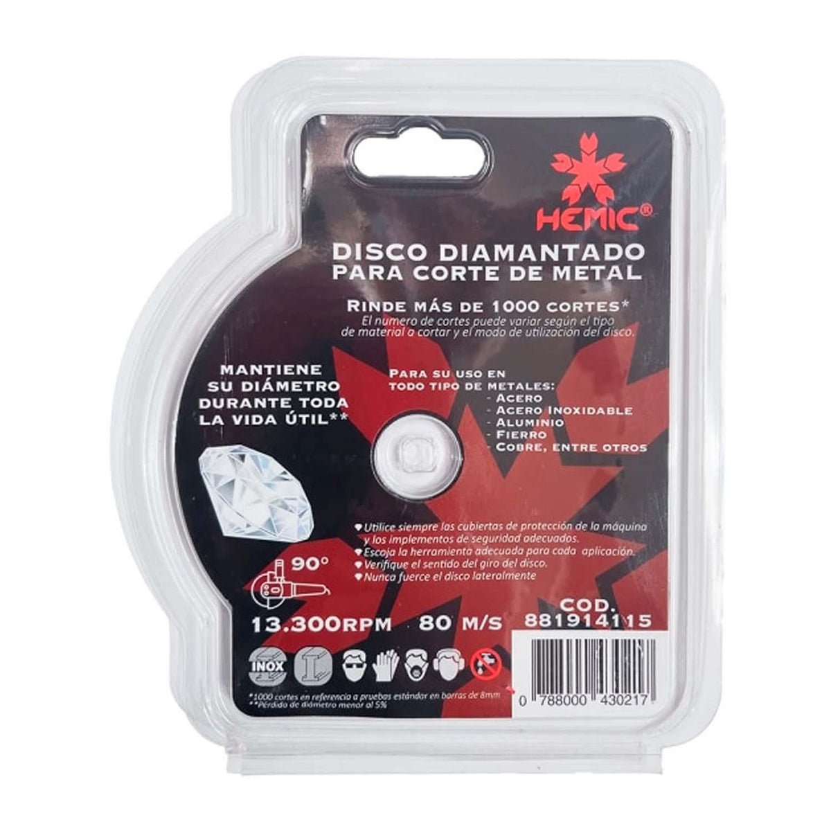 Disco Diamantado HEMIC Corte Metal 115mm 4.5'' Acero Inox - Herram.cl