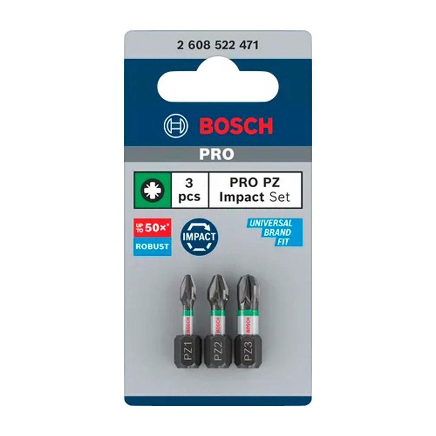 Juego Puntas PRO Impact PZ(1,2,3)x25mm 3 Pzas - Bosch - Herram.cl