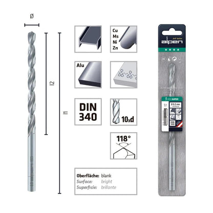 Broca Metal Larga HSS Super 6x139mm - Alpen - Herram.cl