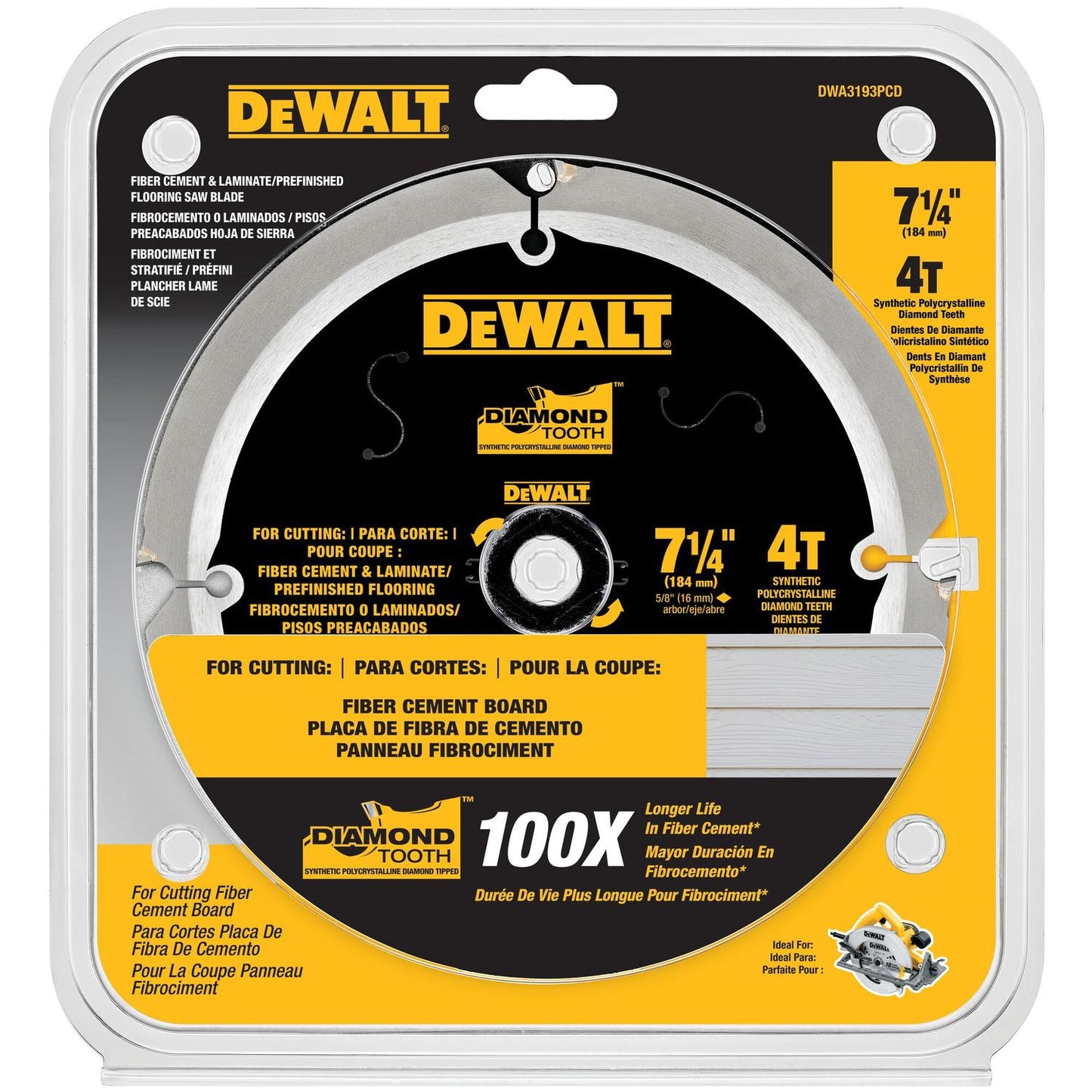 Disco de Sierra Para Fibrocemento 7 - 1/4'' 4 D - DeWALT - Herram.cl