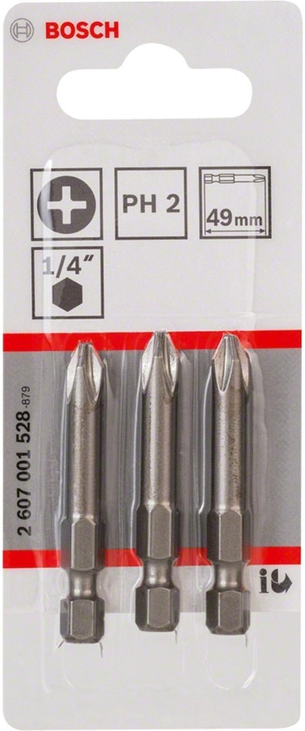 3 Puntas Para Atornillar Extra Hard Bosch Ph2 49mm - Herram.cl