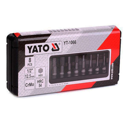 Juego de dados hexagonales de impacto 1/2'' 8 Pzas - Yato - Herram.cl