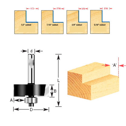 Fresa Encaje/Rebaje C/Rod. 1 - 3/8''x1/2'' Toma 1/2'' - Makita - Herram.cl